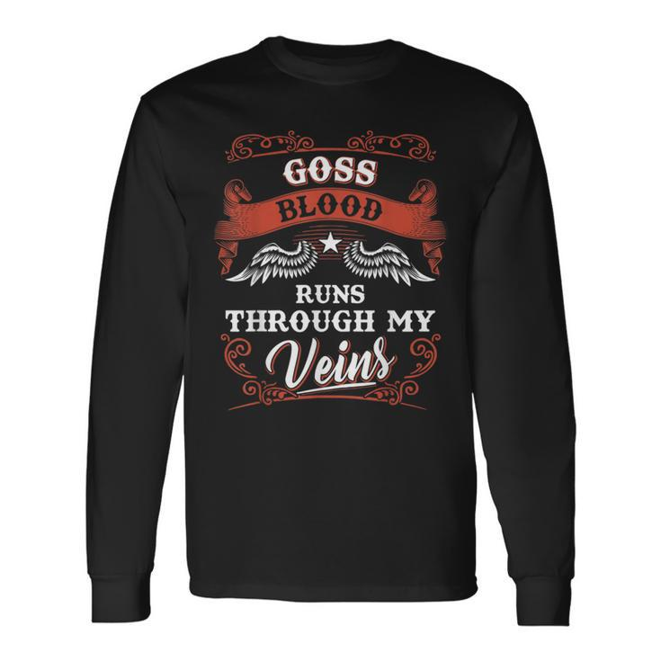 Goss Blood Runs Through My Veins Youth Kid 2K3td Long Sleeve T-Shirt