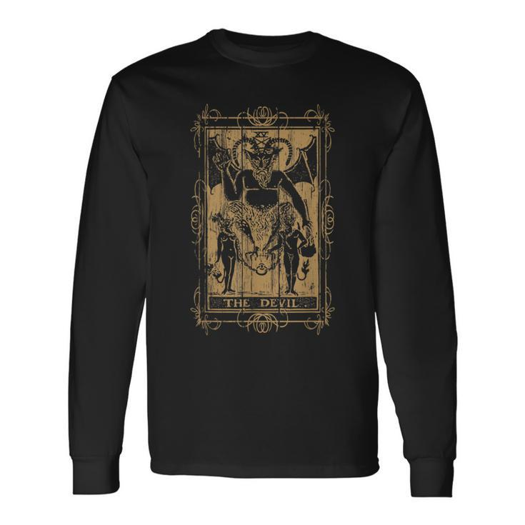 Goth Clothing Tarot Card The Devil Witchy Occult Horror Tarot Long Sleeve T-Shirt