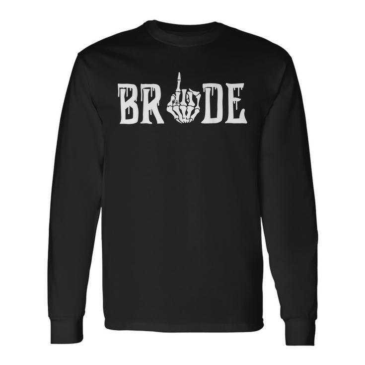 Gothic Skeleton Bride Wedding Just Married Spooky Halloween Long Sleeve T-Shirt Gifts ideas