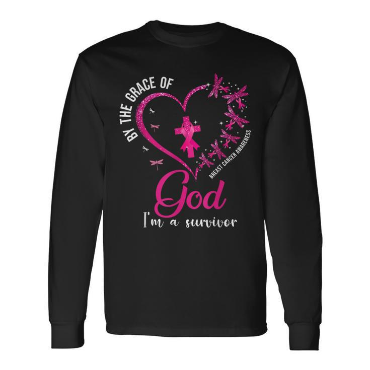 By The Grace God Im A Survivor Breast Cancer Survivor Long Sleeve T-Shirt