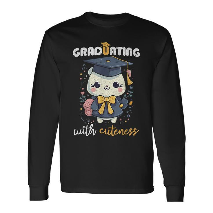 Graduating With Cuteness Kawaii Cat Graduation 2023 Long Sleeve T-Shirt T-Shirt