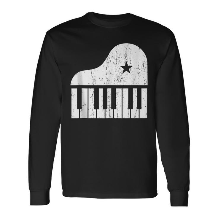 Grand Spinet Piano Player Simple Grunge Pianist Long Sleeve T-Shirt