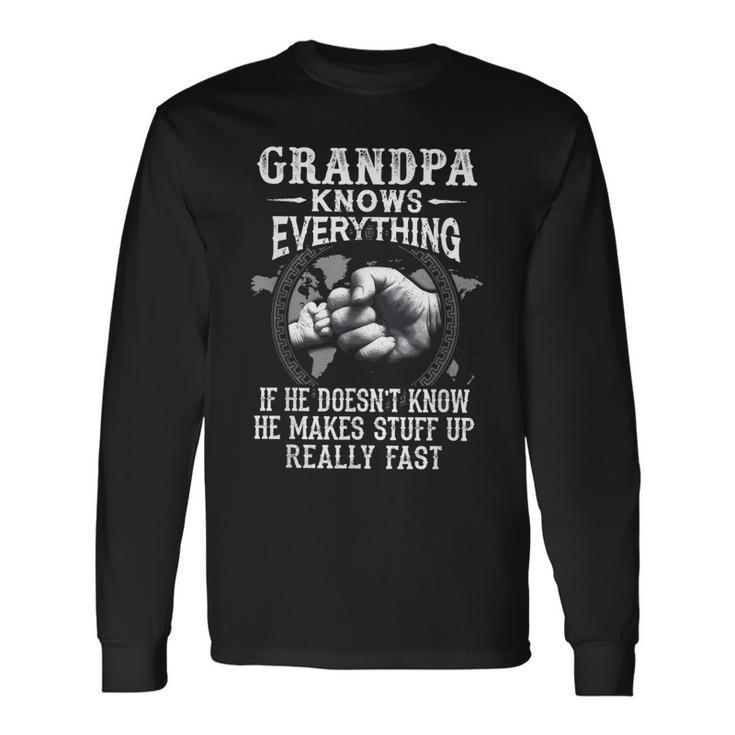 Grandpa Knows Everything Classic Fist Bump Fathers Day Long Sleeve T-Shirt T-Shirt