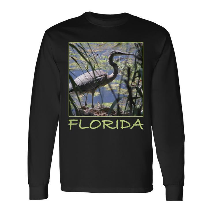 Great Blue Heron Florida’S Waterbird Aesthetic Graphic Long Sleeve T-Shirt