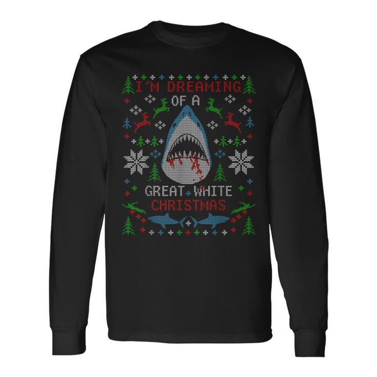 Great White Shark Ugly Christmas Sweater Party Long Sleeve T-Shirt