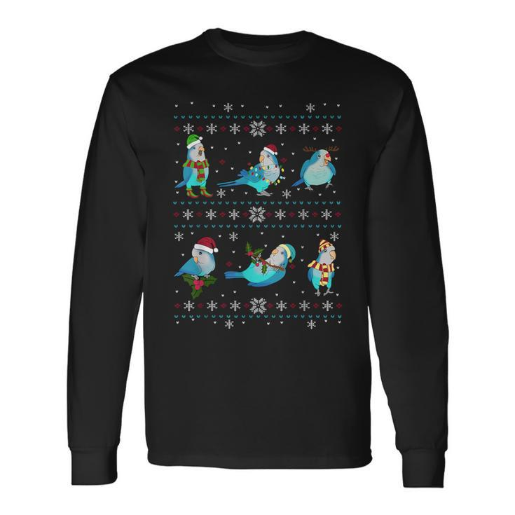 Green Quaker Ugly Christmas Sweater Parrot Owner Birb Long Sleeve T-Shirt