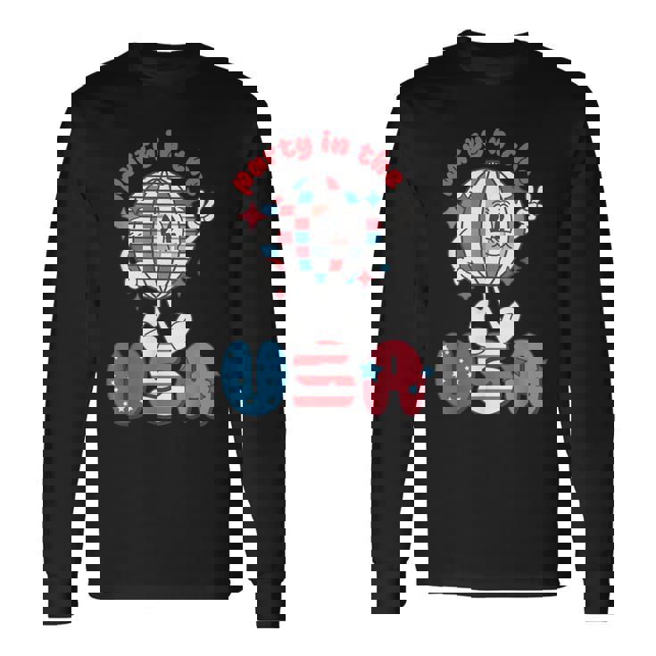 Groovy Disco Party In The Us July 4Th Usa Patriotic Long Sleeve T-Shirt