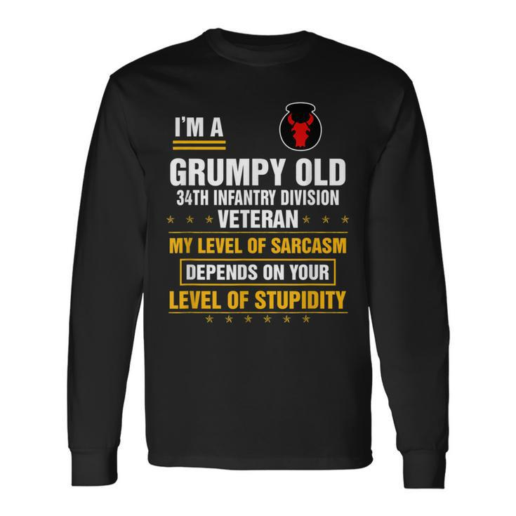 Grumpy Old 34Th Infantry Division Veteran Day Xmas Long Sleeve T-Shirt