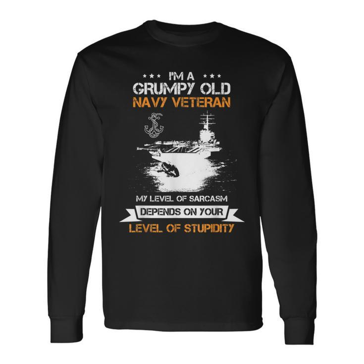 I Am A Grumpy Old Marine Veteran Sarcasm Memorial Long Sleeve T-Shirt T-Shirt