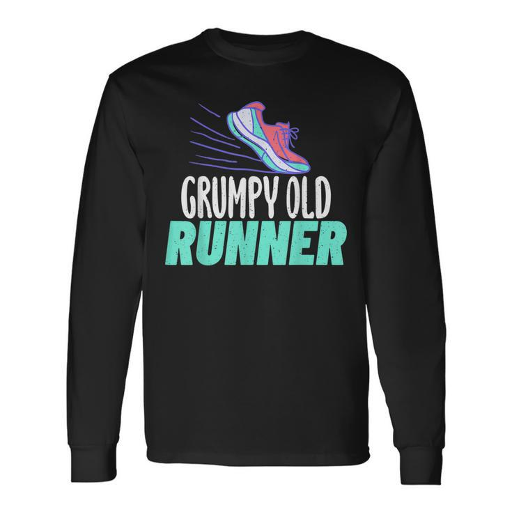 Grumpy Old Runner Grandpa Marathon Runner Long Sleeve T-Shirt T-Shirt
