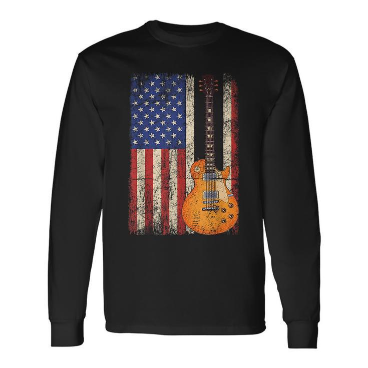 Guitar American Usa Flag Patriotic Guitarist Patriotic Long Sleeve T-Shirt T-Shirt