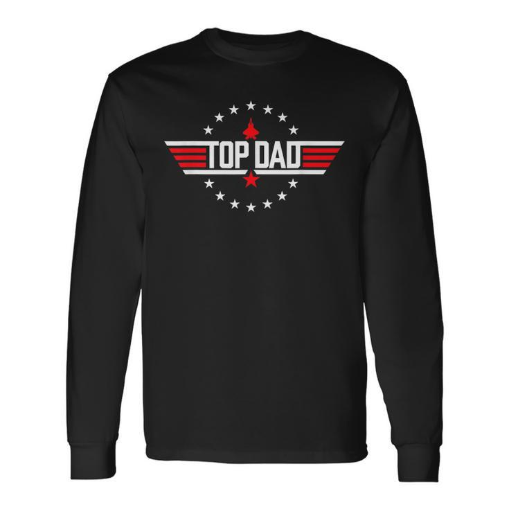 Gun Vintage Top Dad Top Movie Gun Jet Fathers Day Long Sleeve T-Shirt