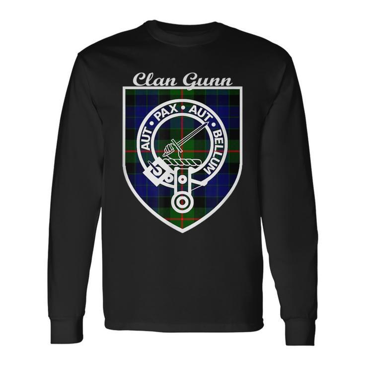 Gunn Surname Last Name Scottish Clan Tartan Badge Crest Last Name Long Sleeve T-Shirt T-Shirt