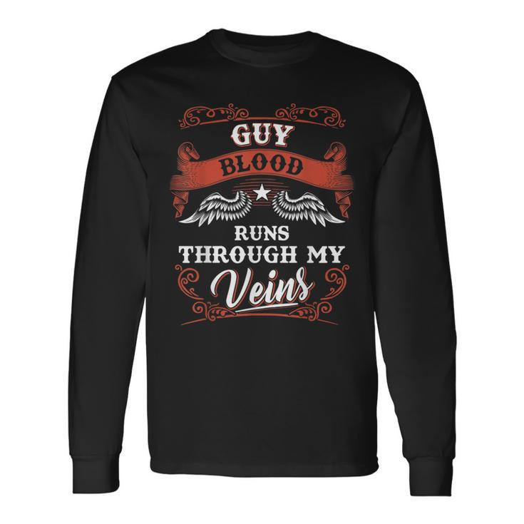 Guy Blood Runs Through My Veins Family Christmas Long Sleeve T-Shirt