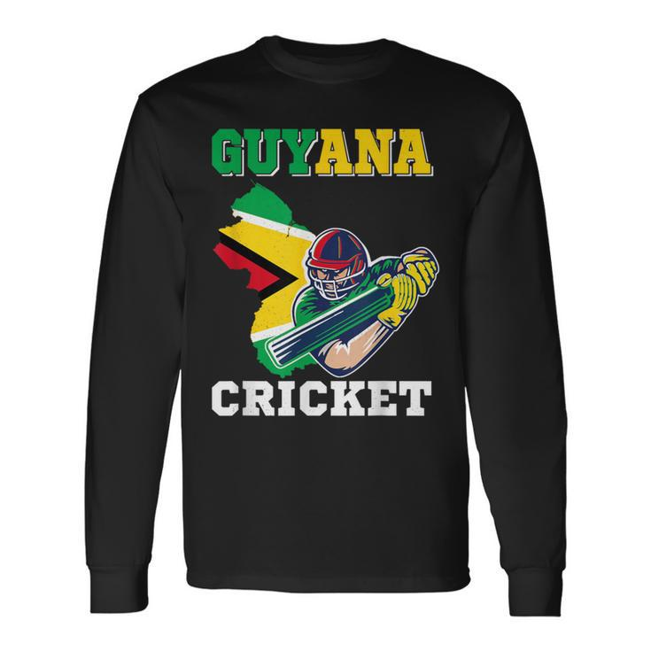Guyana Cricket Player Flag Jersey Guyana Sports Long Sleeve T-Shirt