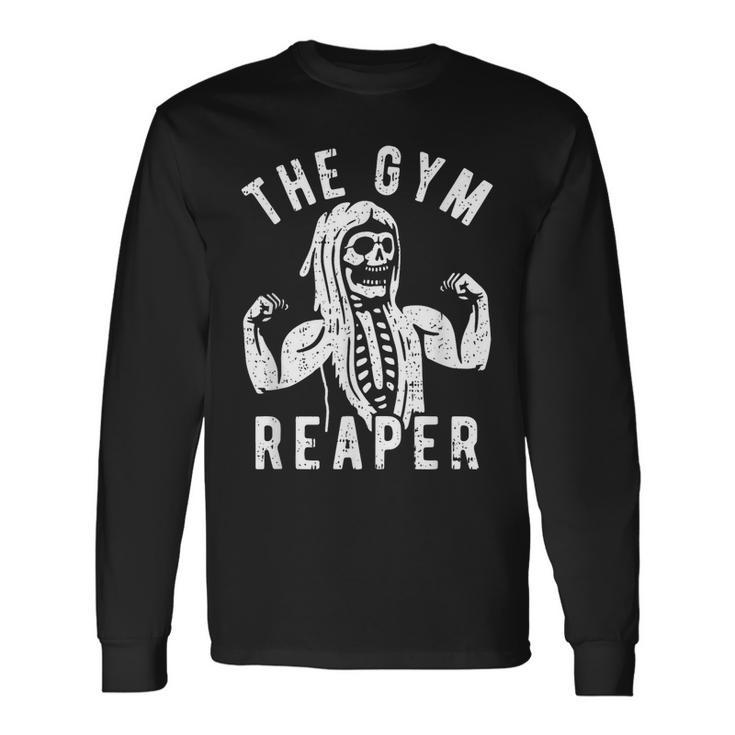 Gym Reaper Halloween Costume Skeleton Fitness Workout Long Sleeve