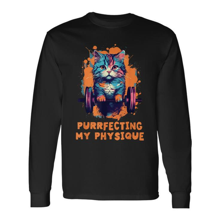 Gym Workout Or Fitness Cat In A Gym Long Sleeve T-Shirt T-Shirt Gifts ideas