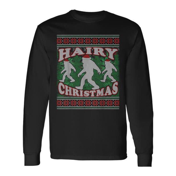 Hairy Christmas Bigfoot Ugly Christmas Sweater Long Sleeve T-Shirt