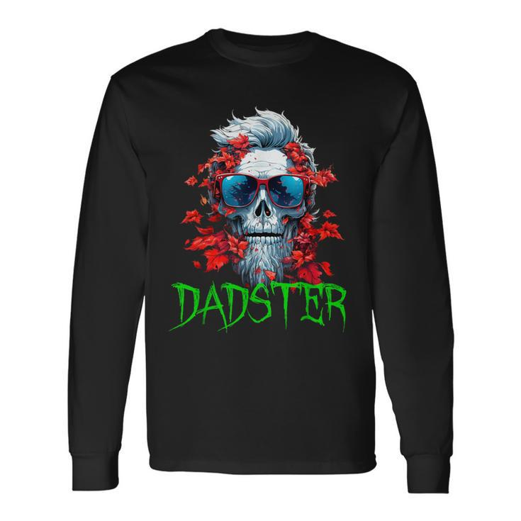 Halloween Dadster Skeleton With Red Sunglasses Dad Skull Long Sleeve T-Shirt