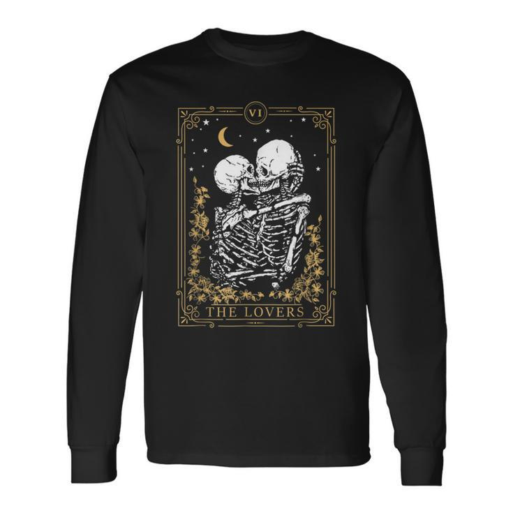 Halloween The Lovers Vintage Tarot Card Magic Occult Witch Magic Long Sleeve T-Shirt T-Shirt