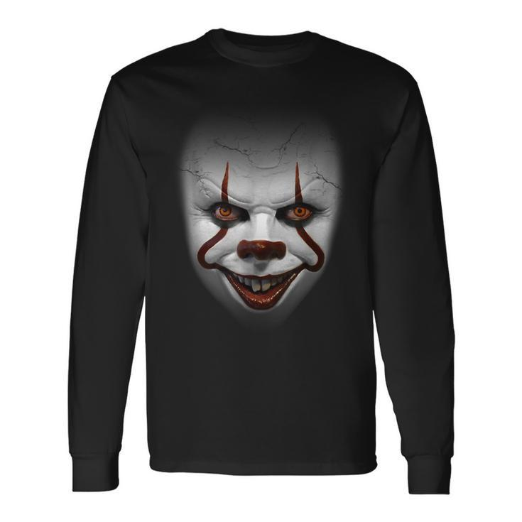 Halloween Party Blood Zombie Killer Horror Clown Face Halloween Long Sleeve T-Shirt