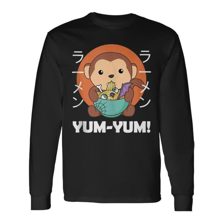 Halloween Ramen Yum Yum Kawaii Noodles Scary Cute Monkey Long Sleeve T-Shirt T-Shirt