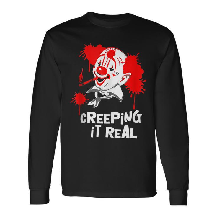 Halloween Scary Clown Halloween Creeping Real Costume Long Sleeve T-Shirt T-Shirt
