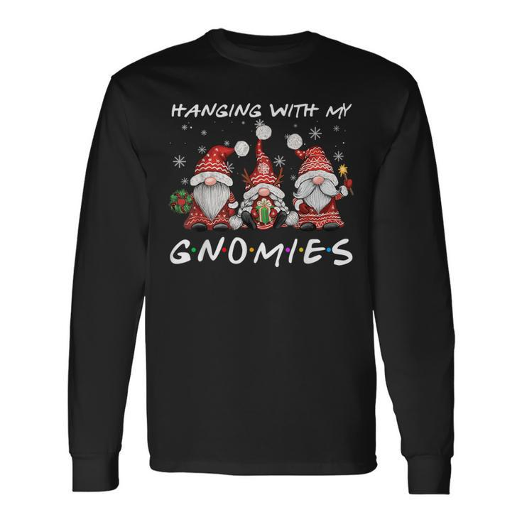 Hanging With Gnomies Christmas Gnomes Xmas Buffalo Plaid Red Long Sleeve T-Shirt