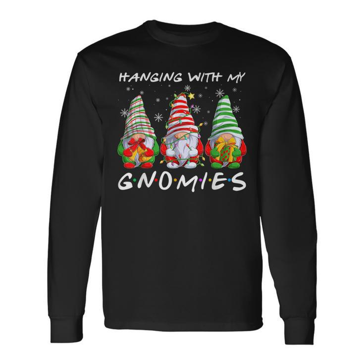 Hanging With Gnomies Gnomes Light Christmas Pajamas Mathicng Long Sleeve T-Shirt