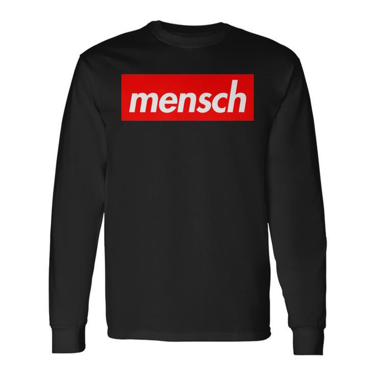 Hanukah Mensch Jewish Retro 90S Style Humor 90S Vintage Long Sleeve T-Shirt