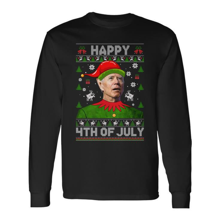 Happy 4Th Of July Joe Biden Ugly Christmas Sweater Long Sleeve T-Shirt
