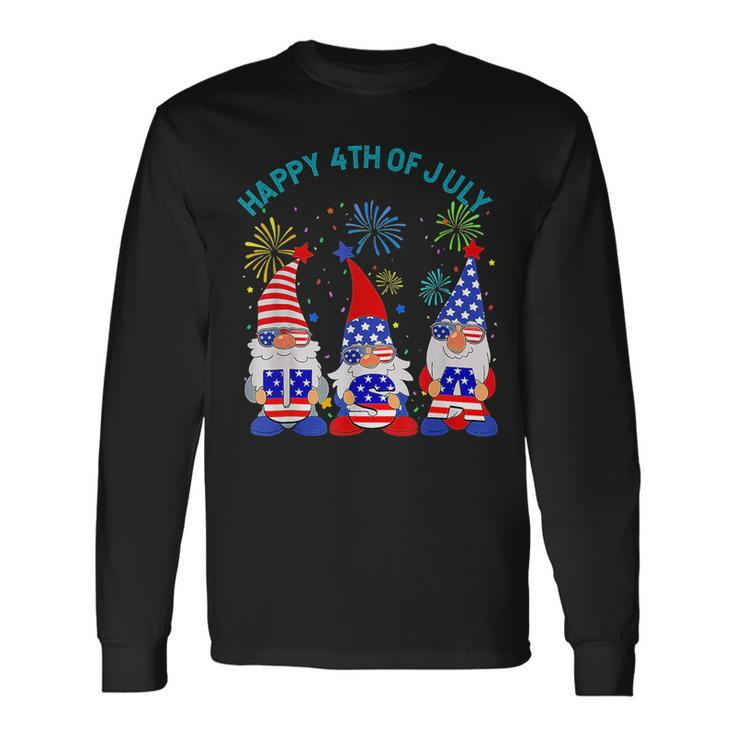 Happy 4Th Of July Gnome American Us Flag 4Th Of July Long Sleeve T-Shirt