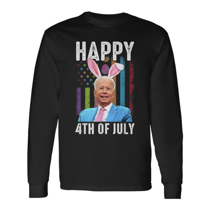 Happy 4Th Of July Joe Biden Easter Day Rabbit Bunny Eggs Long Sleeve T-Shirt