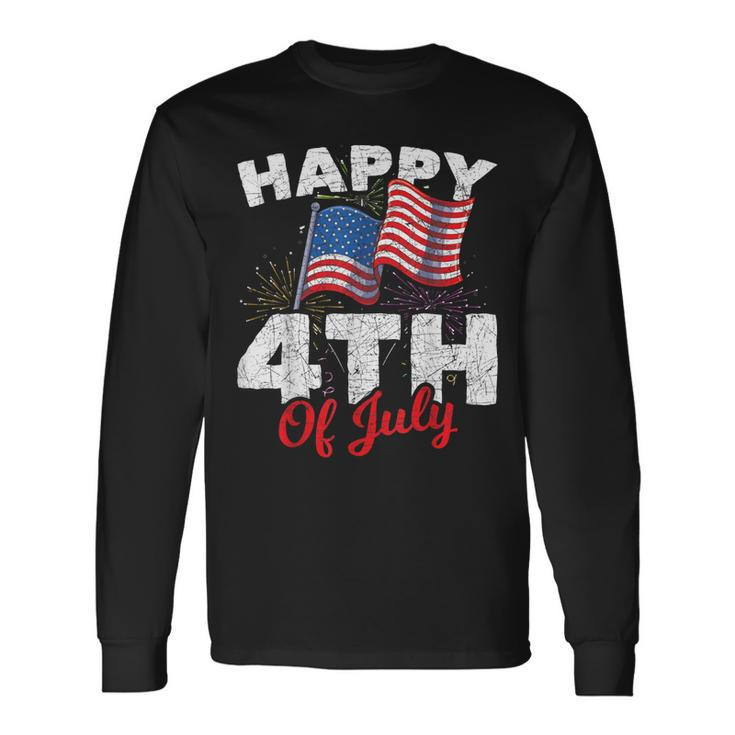 Happy 4Th Of July Patriotic American Us Flag 4Th Of July Long Sleeve T-Shirt Gifts ideas