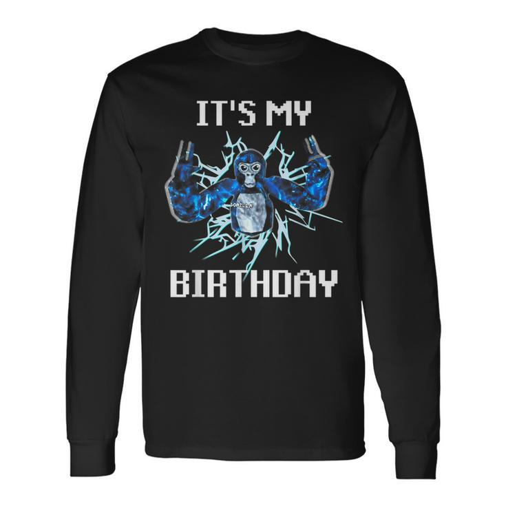 Happy Birthday Gorilla Its My Birthday Vr Gamer Boy Long Sleeve T-Shirt