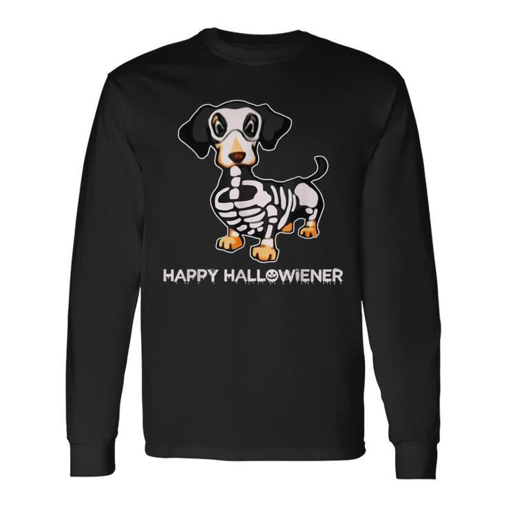 Happy Halloween Halloweiner Daschund Dog Lovers Skull Long Sleeve T-Shirt