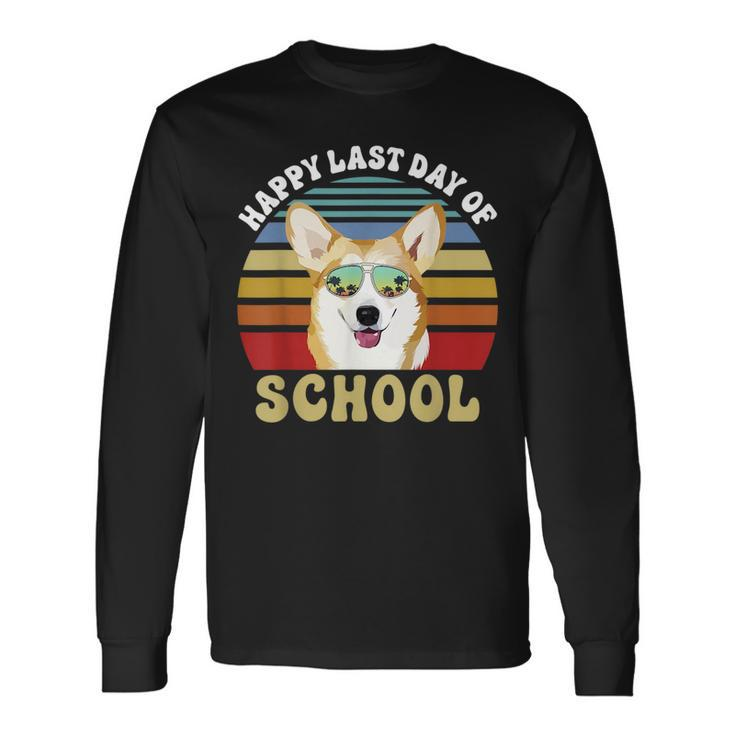 Happy Last Day Of School Corgi Dog Summer Beach Vibe Long Sleeve T-Shirt T-Shirt