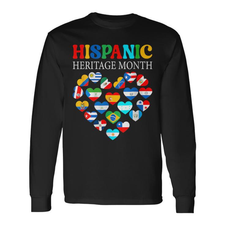 Happy National Hispanic Heritage Month All Countries Heart Long Sleeve T-Shirt