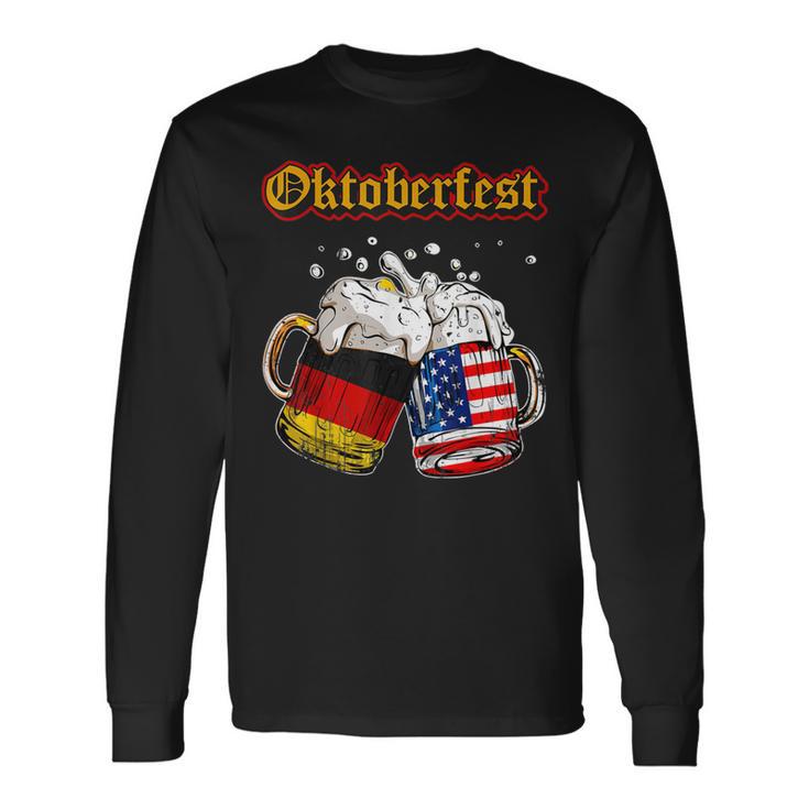 Happy Oktoberfest 2023 American German Munich Flag Long Sleeve T-Shirt