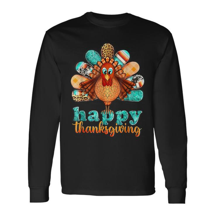 Happy Thanksgiving Turkey Day Leopard Holiday Long Sleeve T-Shirt