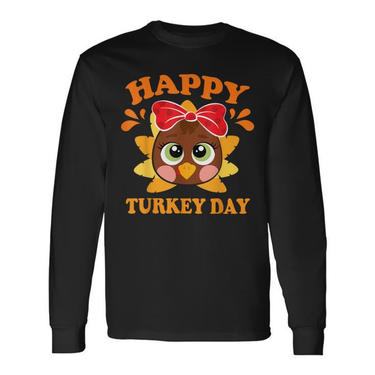 Happy Turkey Day Cute Little Pilgrim Thankgiving Long Sleeve T-Shirt