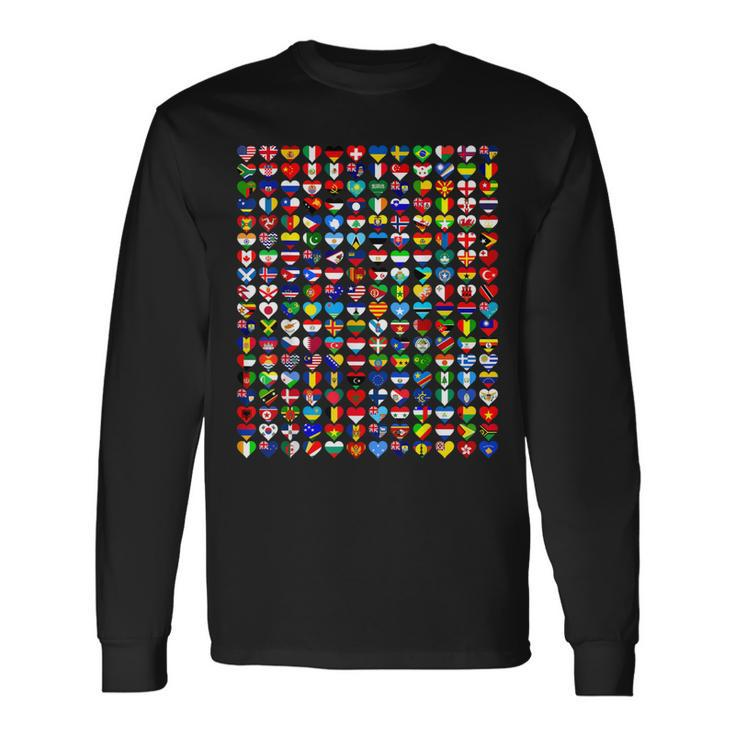 Heart Flags Of The Countries Of The World Flags Unity Day Long Sleeve T-Shirt