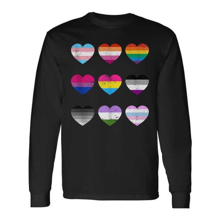 Heart Lgbt Flag Happy Pride Month Transgender Mtf Ftm Gays Long Sleeve T-Shirt