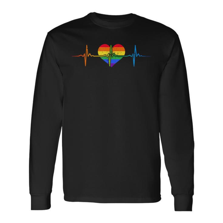 Heartbeat Gay Lgbtq Heartbeat Lovely Pride Lesbian Gays Love Long Sleeve T-Shirt T-Shirt