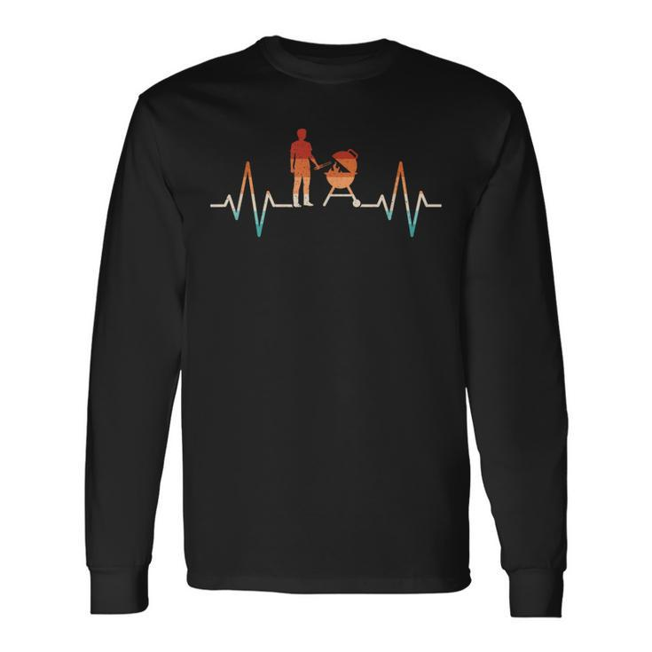 Heartbeat Grilling Barbecue Grill Lover Bbq Long Sleeve T-Shirt
