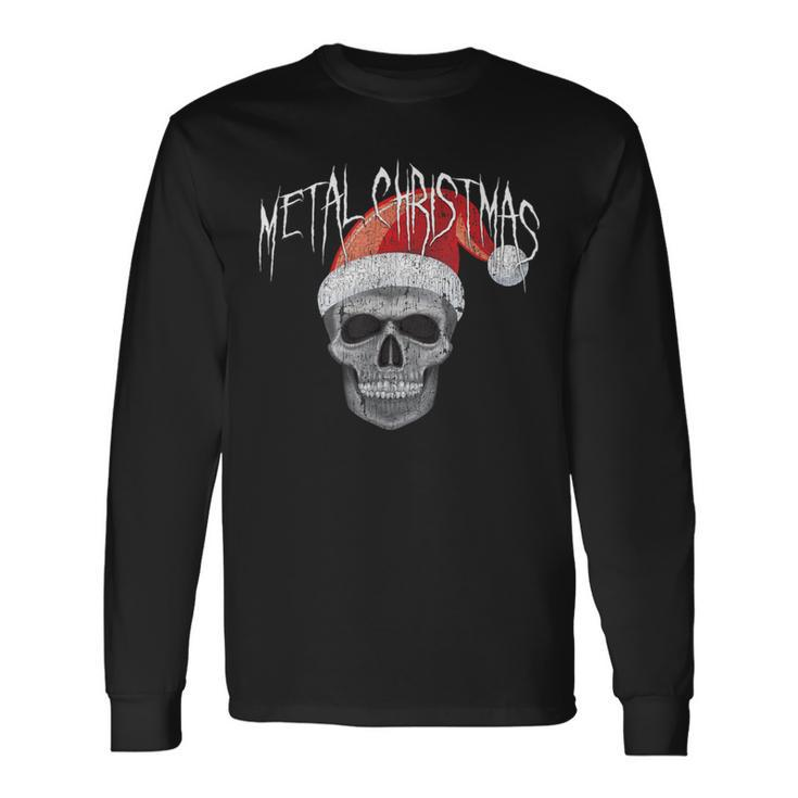 Heavy Metal Christmas Skull Santa Long Sleeve T-Shirt