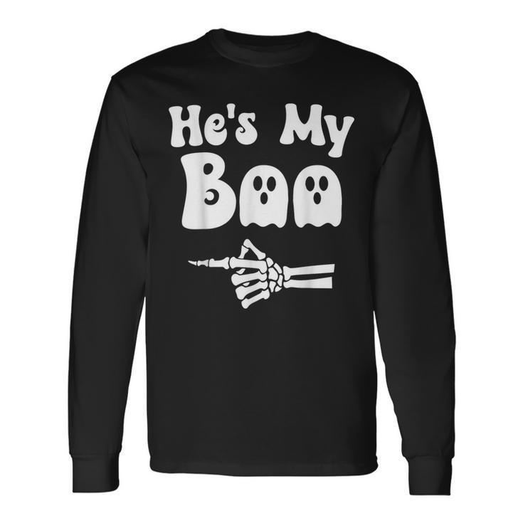 He's My Boo Matching Halloween Pajama Couples He's My Boo Long Sleeve T-Shirt