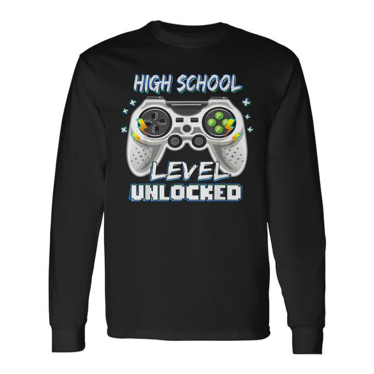 High School Level Unlocked Gamer First Day Of School Boys Long Sleeve T-Shirt