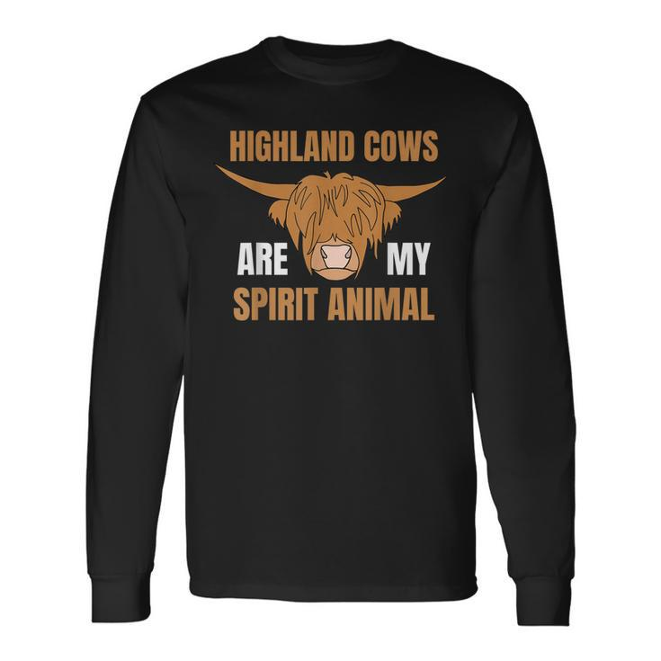Highland Cows Are My Spirit Animal Highland Cow Lover Long Sleeve T-Shirt T-Shirt