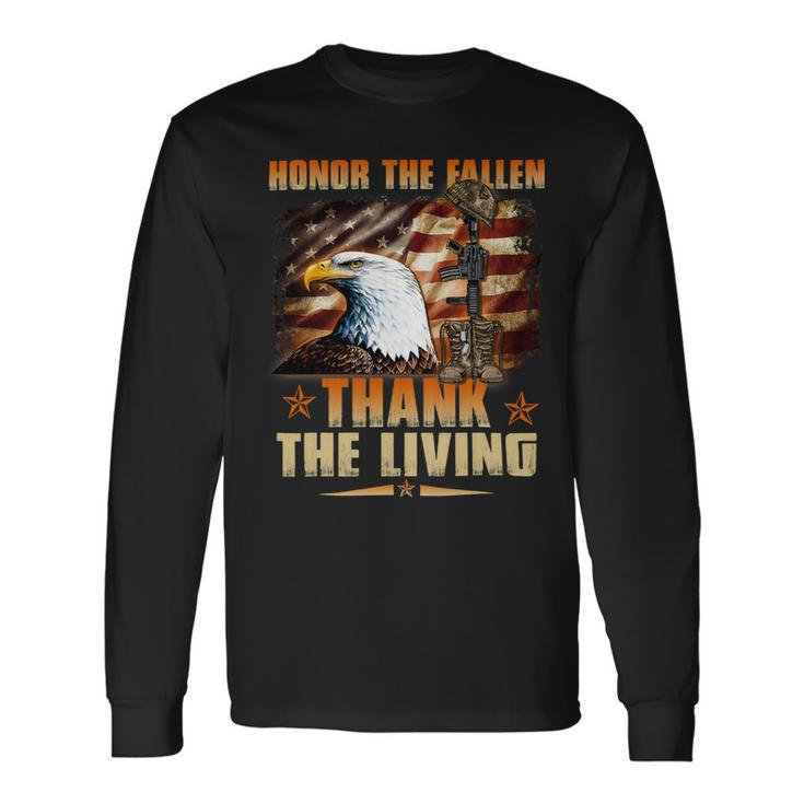 Honor The Fallen Thank The Living Memorial Dayveterans Day 42 Long Sleeve T-Shirt